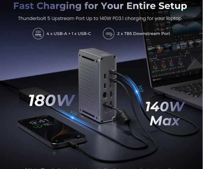 Преміальна док-станція Keychron Thunderbolt 5 Dock (14-in-1)